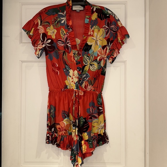 ALEXIS Red Floral Faine Romper XS - Picture 5 of 11